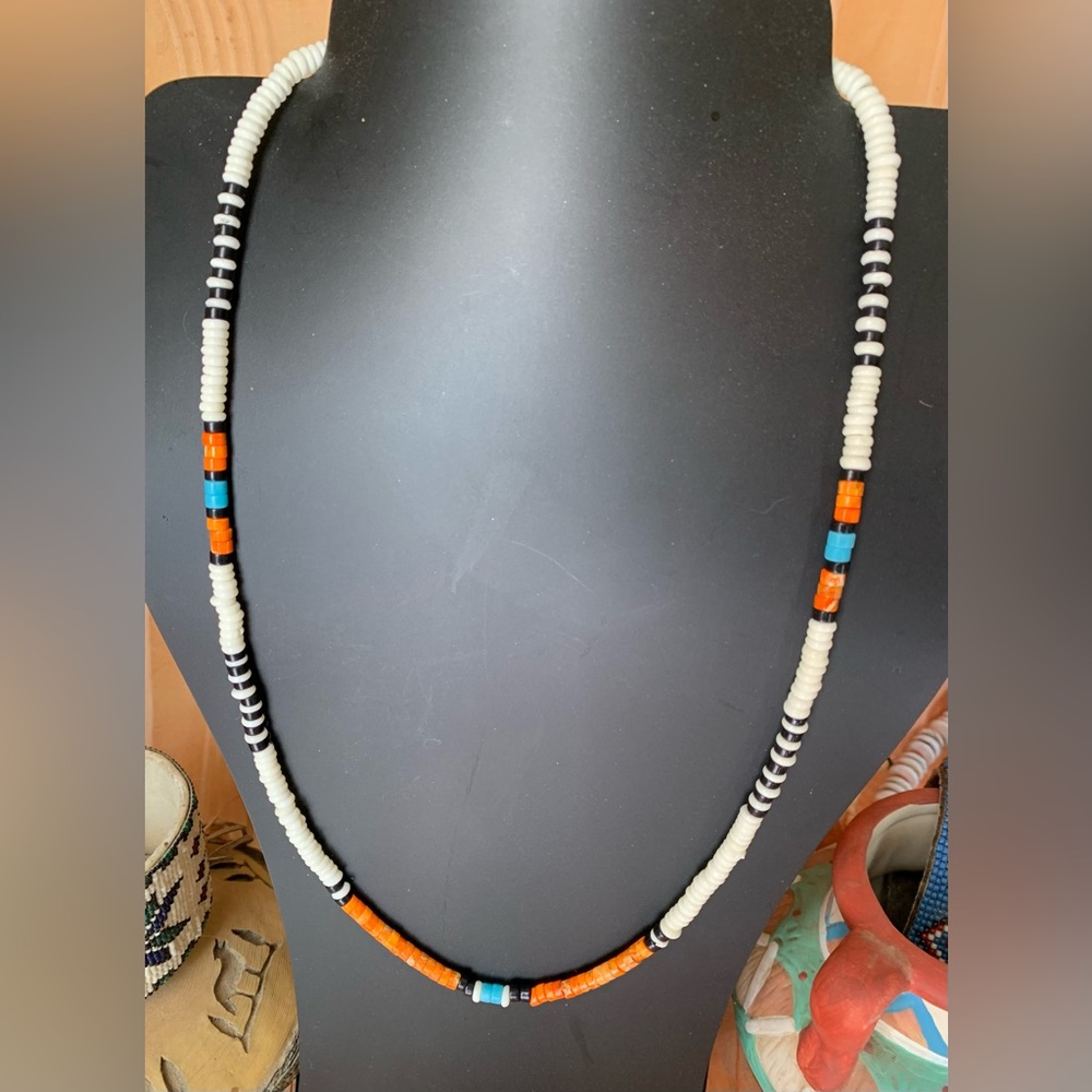 Native American Buffalo Bone Heishi Necklace